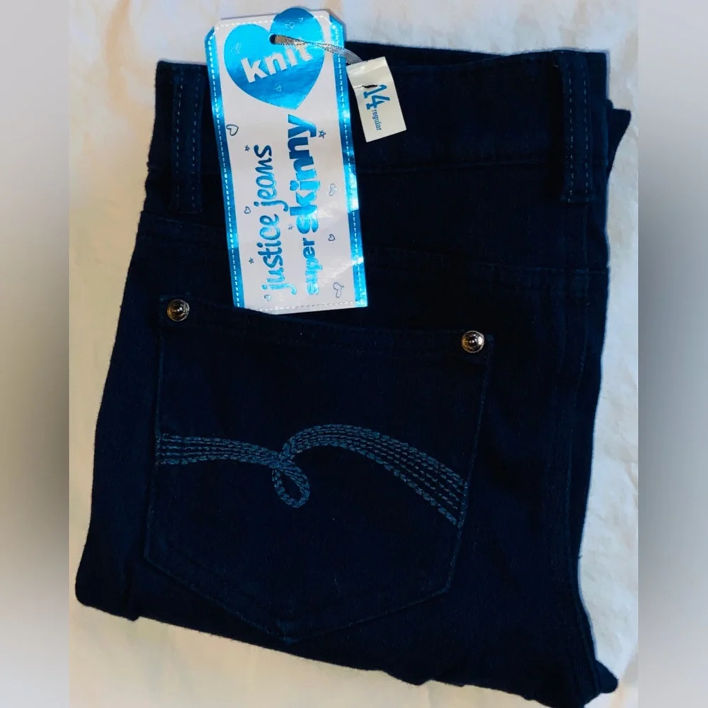 NWT Teens Jeans/Pants👖Sz-14R 2 Piece Bundle- Justice Premium Dark Blue- Unisex